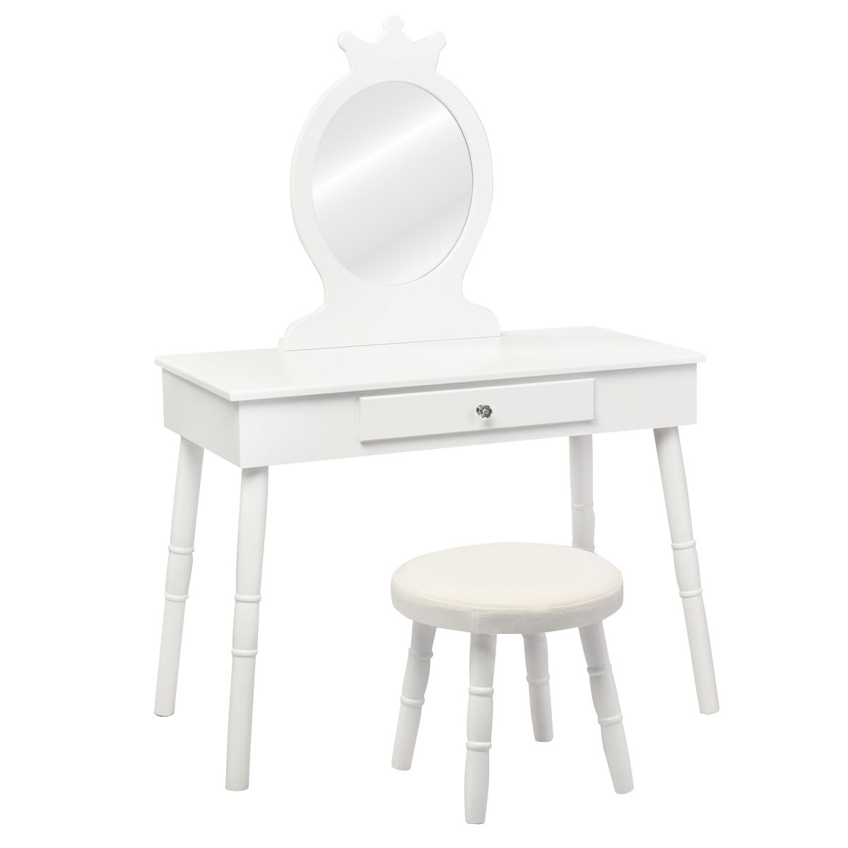 Detský toaletný stolík so zrkadlom, biely
